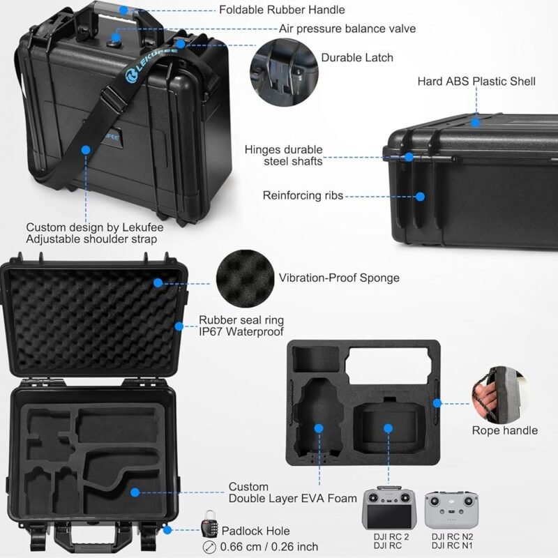 Lekufee Funda Rígida Impermeable Compatible con DJI Mini 4 Pro y Más - Imagen 3