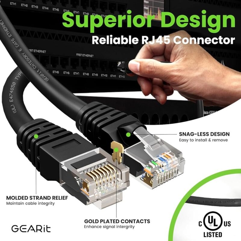 GearIT Cable Ethernet de 0.5 Pies Cat6 Conectividad Rápida y Segura - Imagen 4