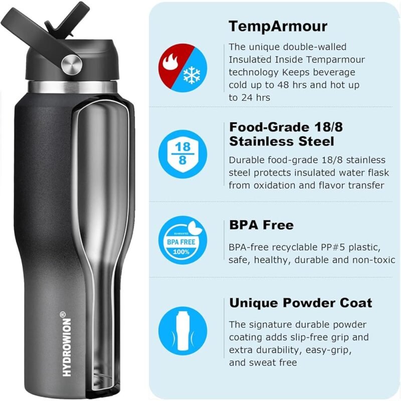 HYDROWION Botella de Agua Aislada 40 Onzas con Tapa a Prueba de Fugas - Imagen 3