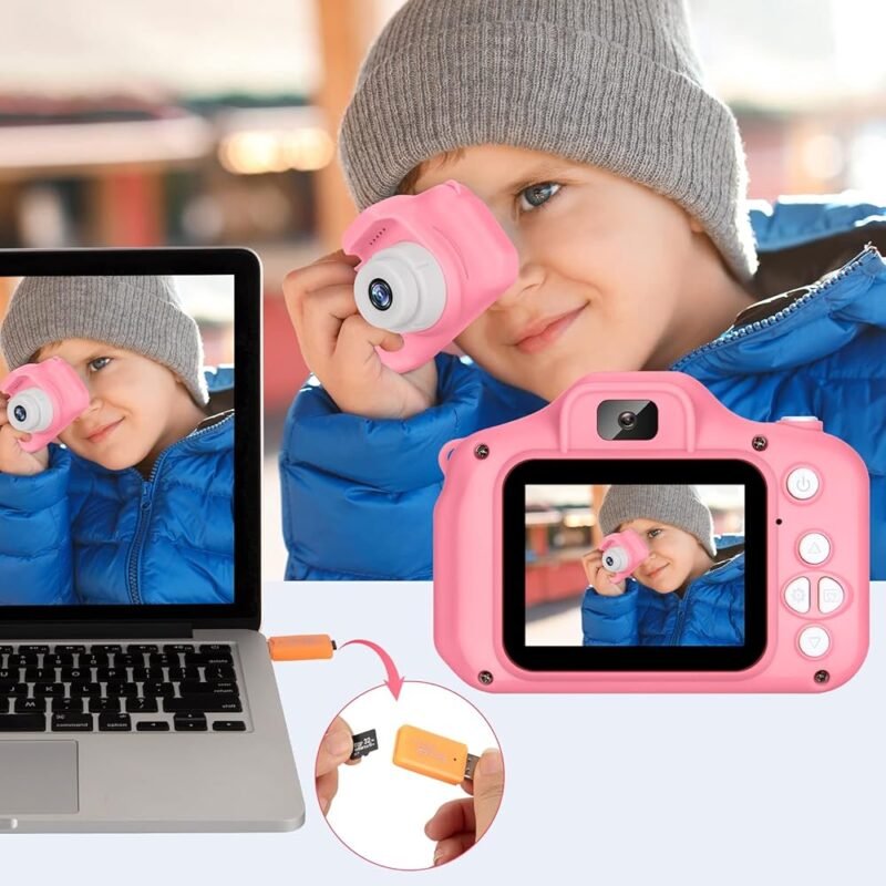 Cámara Digital SINEAU para Niños Rosa 1080P con Tarjeta SD de 32GB - Imagen 7