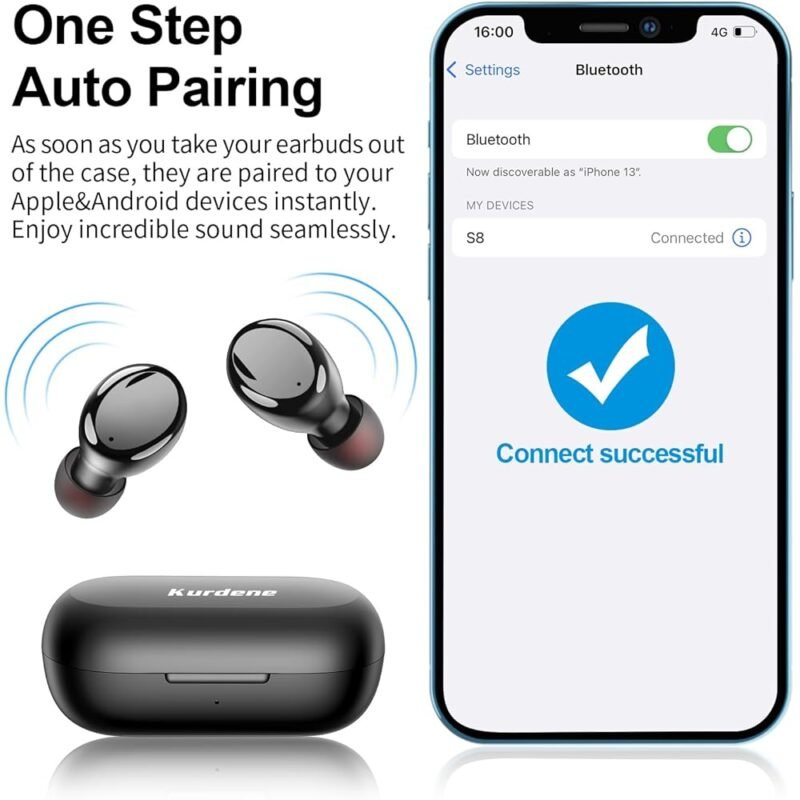 Kurdene Auriculares Inalámbricos Bluetooth Con Funda de Carga y Sonido Inmersivo - Imagen 2