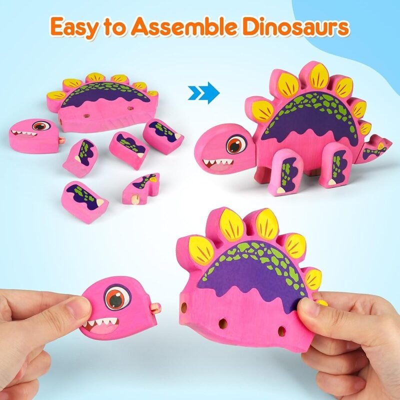 Mocoosy Kit de Juguetes de Dinosaurio de Madera para Niños - Imagen 3