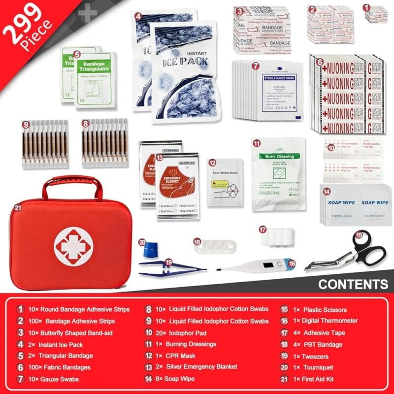 YIDERBO Kit de Primeros Auxilios Portátil Rojo para Acampar - Imagen 2