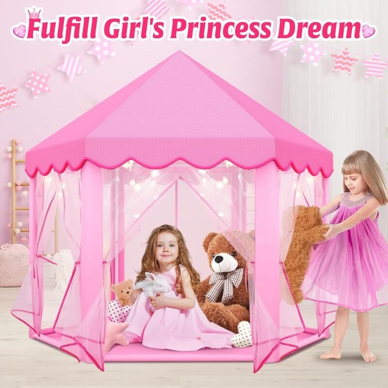 Tienda de campaña de princesa grande para niñas con luces de estrella - Imagen 2