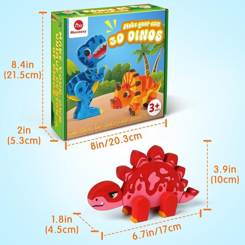 Mocoosy Kit de Juguetes de Dinosaurio de Madera para Niños - Imagen 6