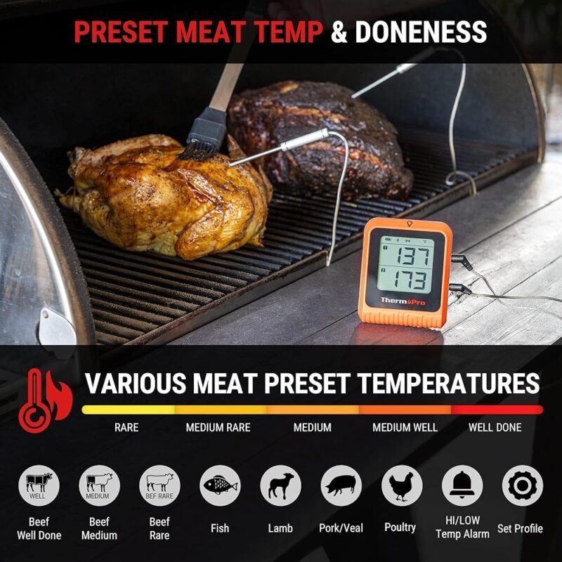 ThermoPro Termómetro Inalámbrico de Carne Bluetooth 650 Pies para Horno - Imagen 6