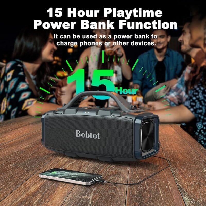 Bobtot Altavoz Bluetooth Portátil Inalámbrico 60W IPX6 para Exterior - Imagen 4