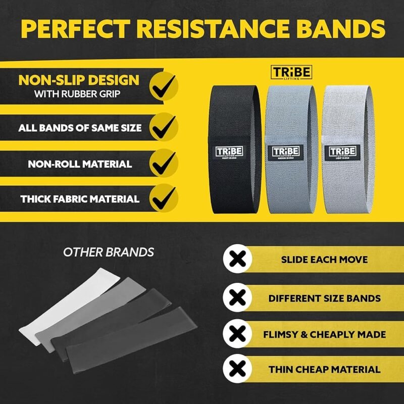 Tribe Lifting Bandas de resistencia de tela para piernas y glúteos - Imagen 3