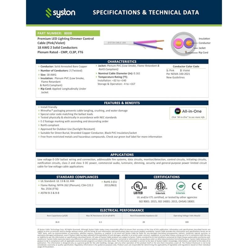 Cable de Control de Luminaria LED 18 AWG Syston para Atenuación - Imagen 4