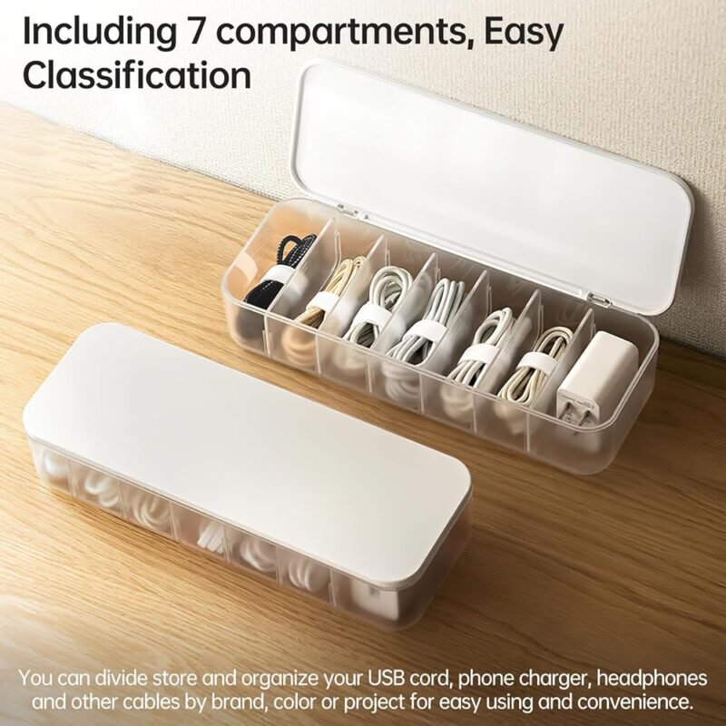 Organizador de Cables PAVSTINE con 7 Bridas y Compartimentos Ajustables - Imagen 6