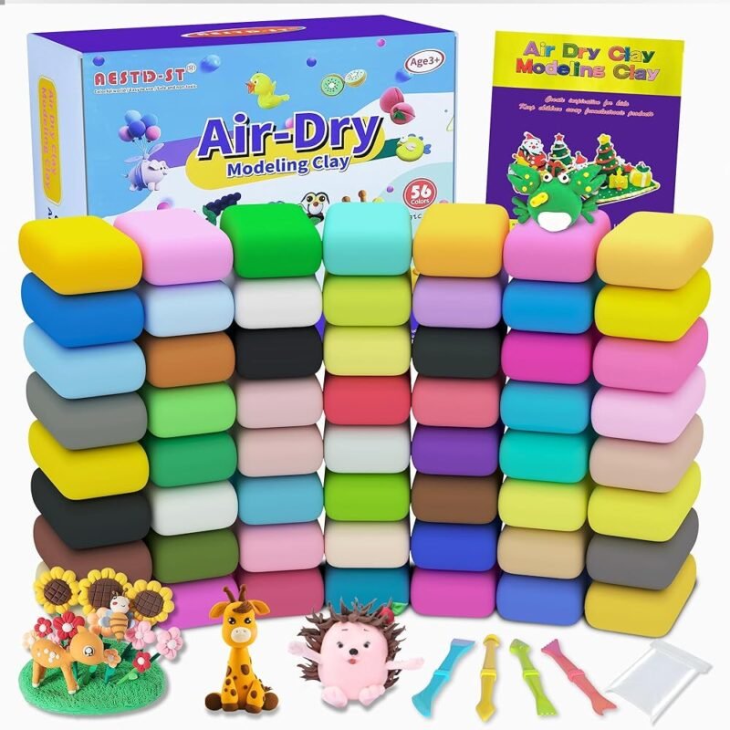 Aestd-ST Arcilla Seca al Aire 56 Colores para Niños Kit de Modelado