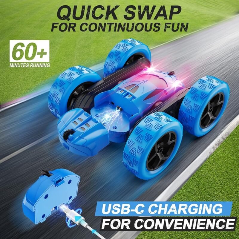 QUNREDA Auto a Control Remoto para Niños 4WD con Acrobacias 360° - Imagen 2