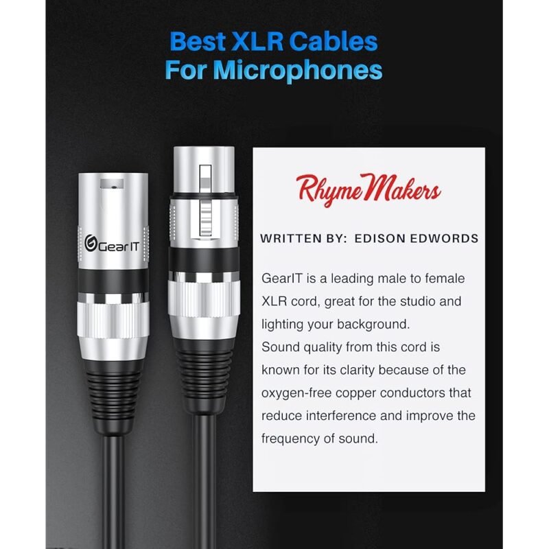 GearIT Cable de micrófono XLR a XLR de 3 pies Paquete de 10 - Imagen 6