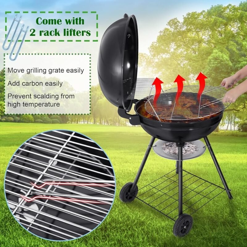 HaSteeL Parrilla de carbón de 22 pulgadas para exteriores y camping - Imagen 7