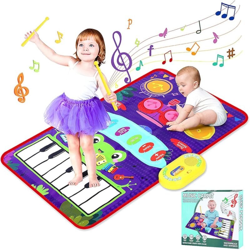 GIVISION Juguetes Musicales para Bebés Alfombra Piano y Tambor 1-3 Años