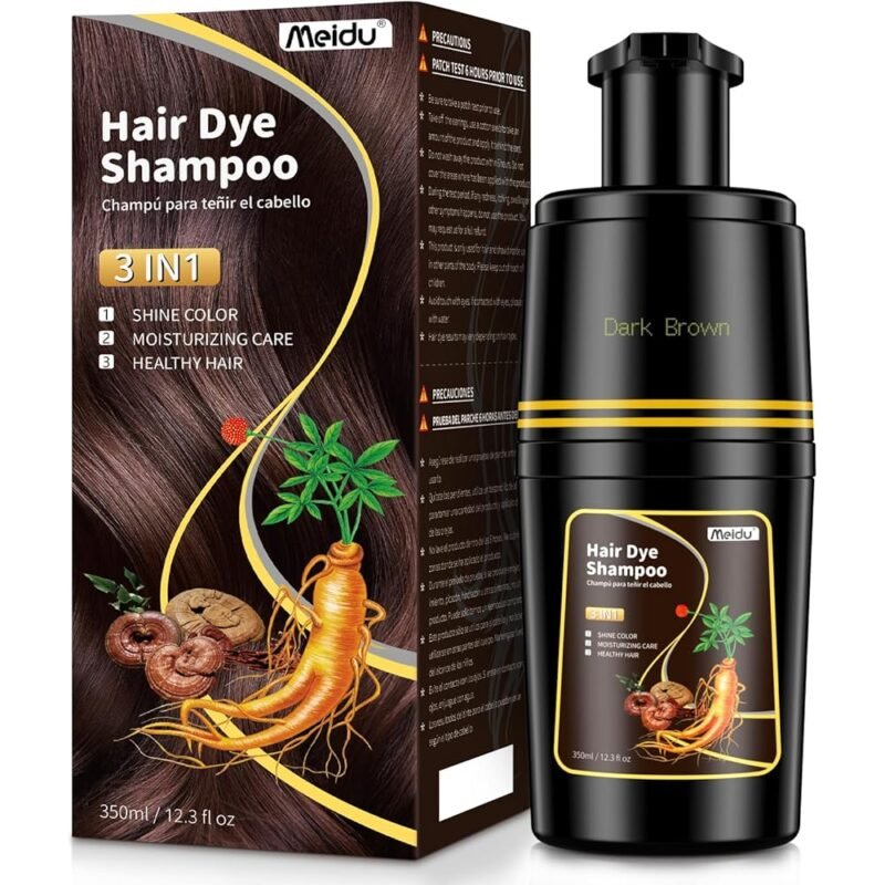 IIIMEIDU Champú de Tinte para Cabello Castaño Oscuro 3 en 1 11.8 fl oz