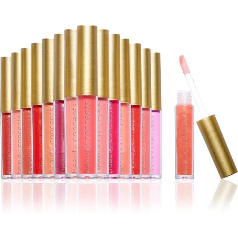 Beauty Concept Juego de Brillo de Labios de 15 Piezas con Estampado Dorado