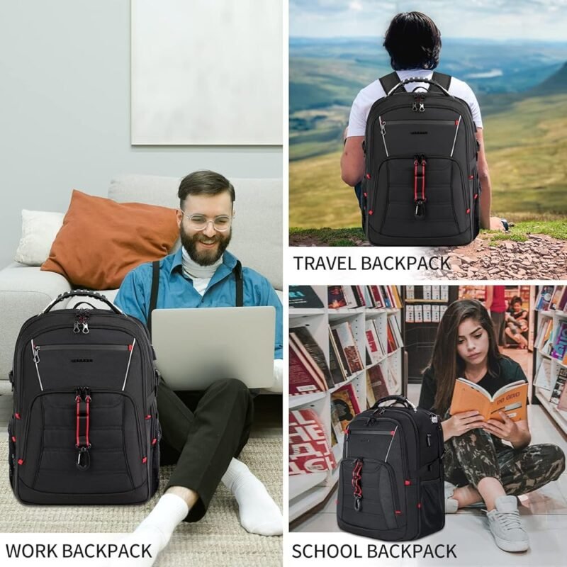 KROSER Mochila de viaje para laptop de 18.4 pulgadas con puerto USB - Imagen 6