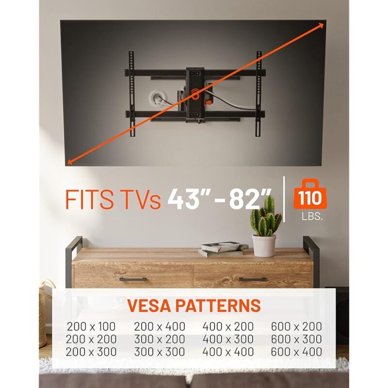 ECHOGEAR Soporte de pared articulado para televisores de hasta 82 pulgadas - Imagen 2