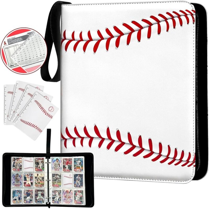 VISU-GLOBAL Carpeta de Tarjetas de Béisbol con 900 Bolsillos y 4 Lupas