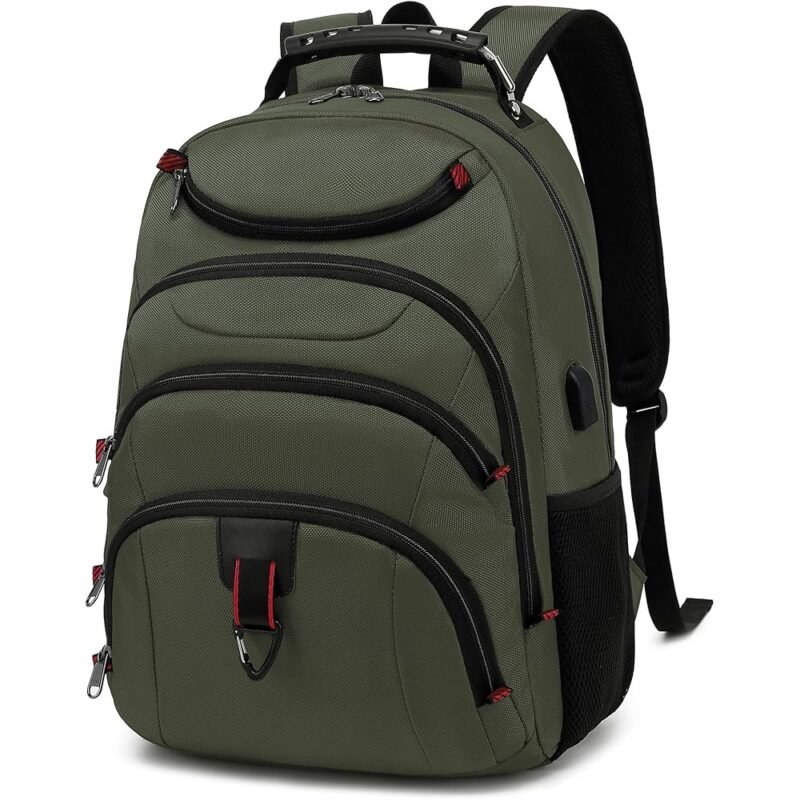 Mochila para laptop elegante para hombre 15.6 pulgadas negra y verde militar