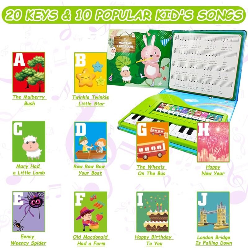 EOOLEOW Juguetes de libro de piano para niños de 3 a 5 años - Imagen 3