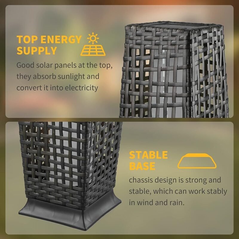 OLYMSOLD Lámpara de Pie Solar para Exteriores de Mimbre de Resina - Imagen 5