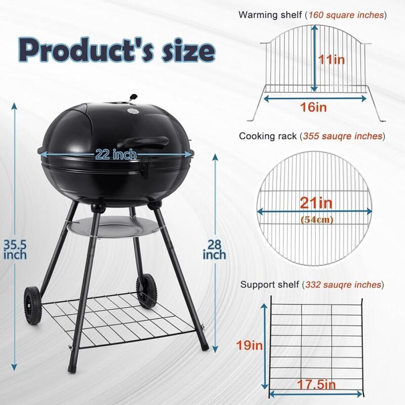 HaSteeL Parrilla de carbón de 22 pulgadas para exteriores y camping - Imagen 2