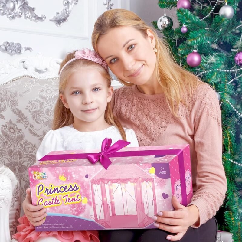 Tienda de campaña de princesa grande para niñas con luces de estrella - Imagen 7