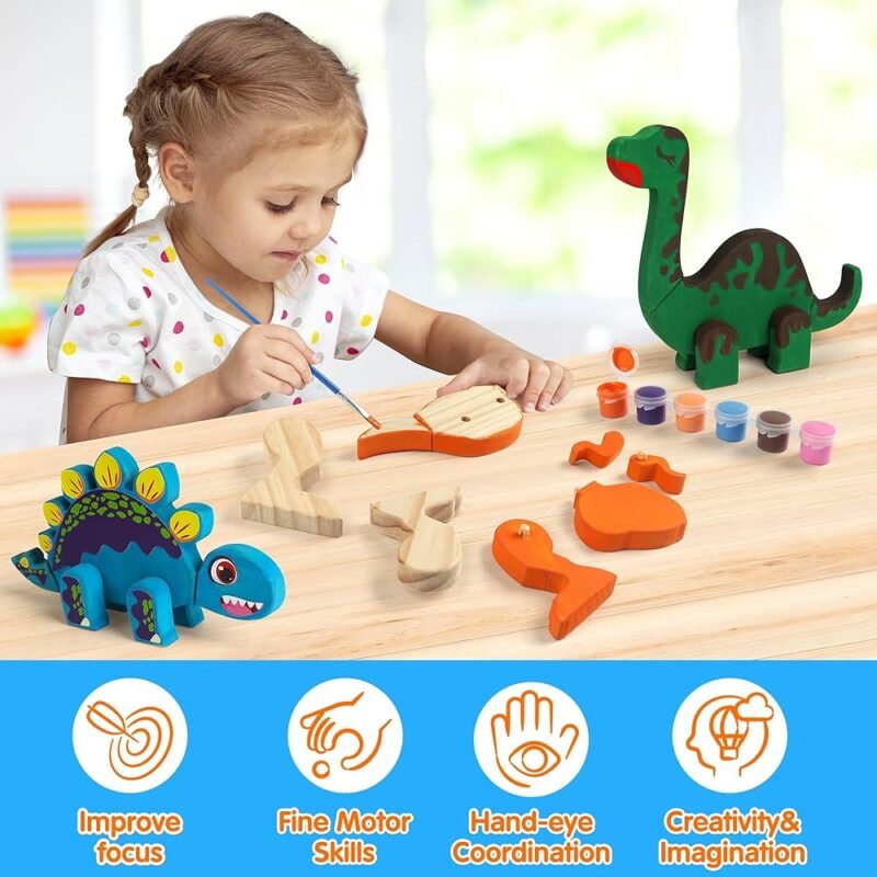 Mocoosy Kit de Juguetes de Dinosaurio de Madera para Niños - Imagen 5