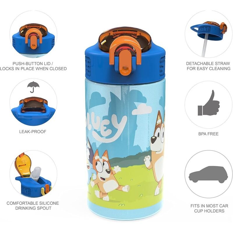 Zak Designs Bluey Kids Botellas de Agua Duraderas Paquete de 2 - Imagen 6