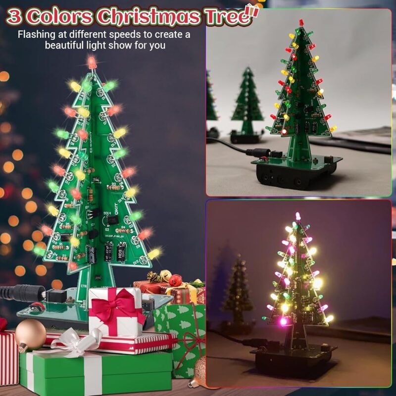 IS Icstation Kit de Soldadura de Árbol de Navidad 3D con LED - Imagen 3