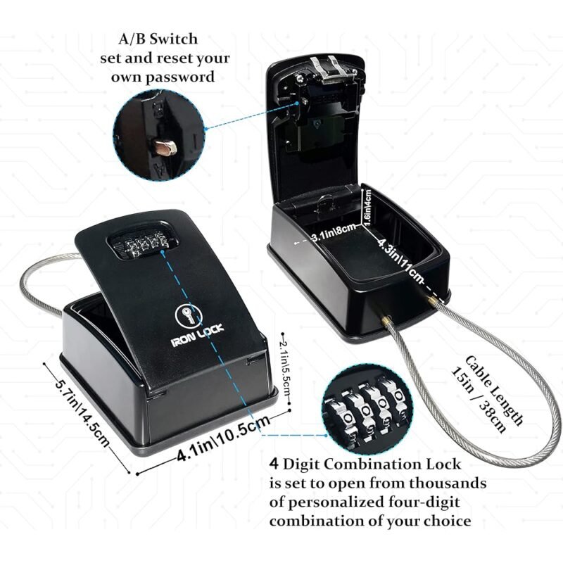 Iron Lock Caja de Cerradura XXL Portátil y Montada en la Pared - Imagen 4