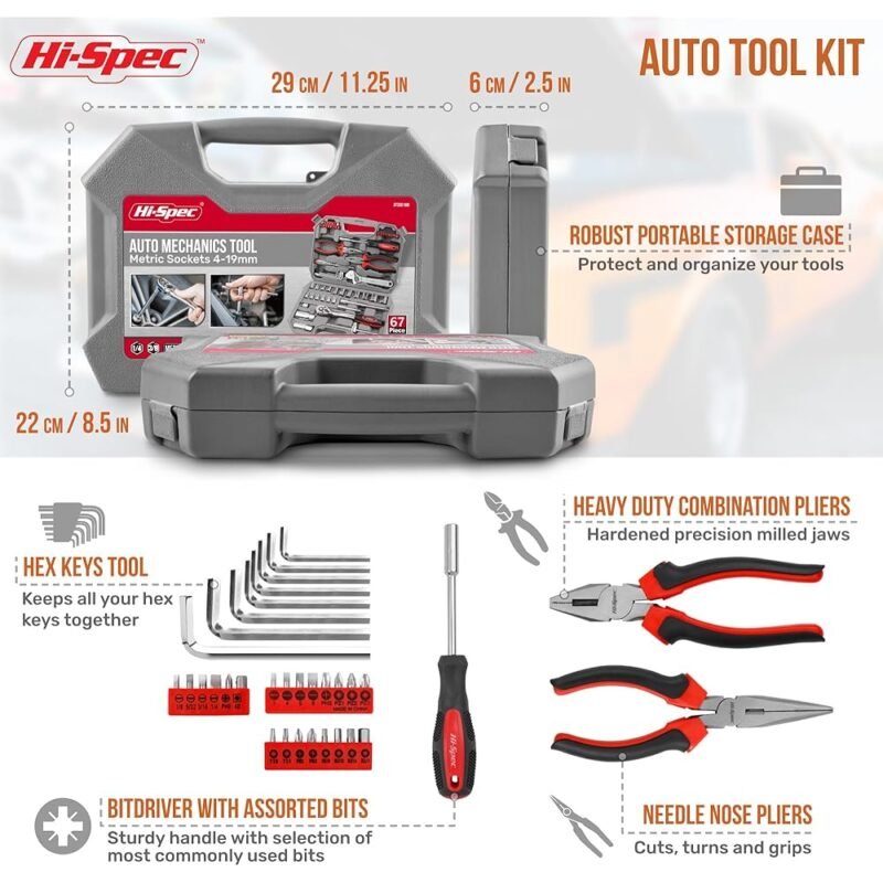 Hi-Spec Juego de Herramienta Mecánica para Auto 67 Piezas - Imagen 4