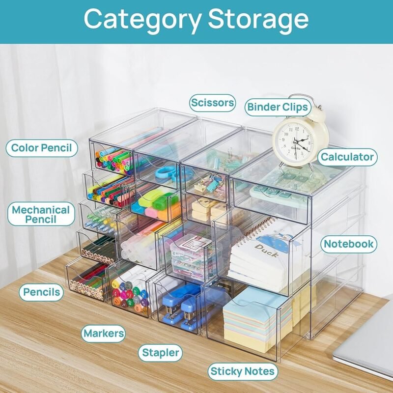 Vtopmart Organizador Acrílico con 16 Cajones para Escritorio y Maquillaje - Imagen 3