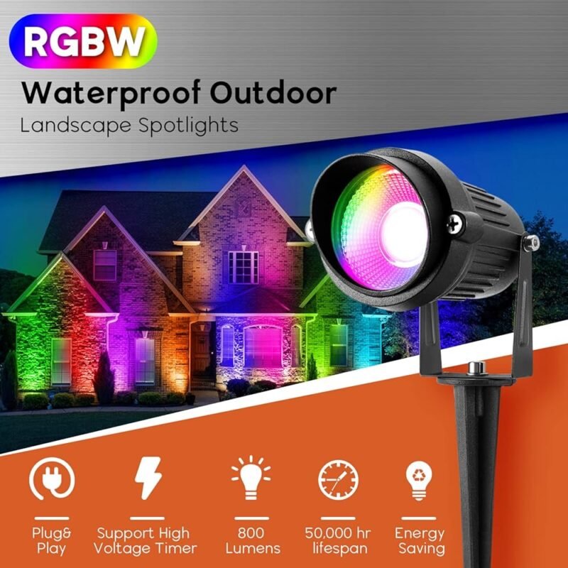 Junview Foco Halloween 120V LED RGB de 12W para Exteriores - Imagen 2