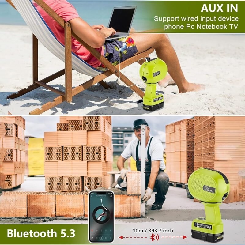 Altavoz Bluetooth Ryobi One+ 18V con Luz LED para Camping y Fiesta - Imagen 3