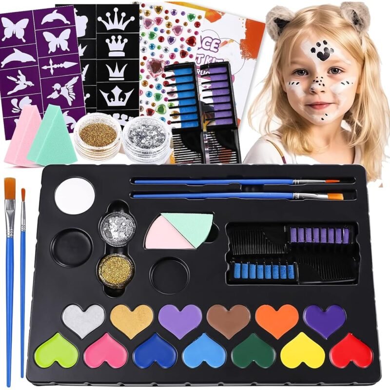 Kit de Pintura Facial para Niños 15 Colores No Tóxicos y Aguas