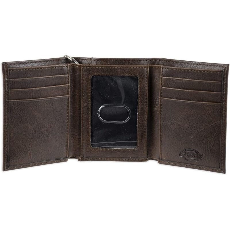 Dickies Cartera de Doblez Triple para Hombre con Ventana de Identificación Café Oscuro - Imagen 4