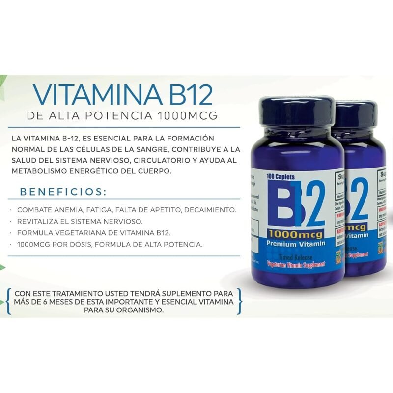 Nutrisalud Products Vitamina B12 Alta Potencia 1000mcg Set de 2 Frascos - Imagen 2