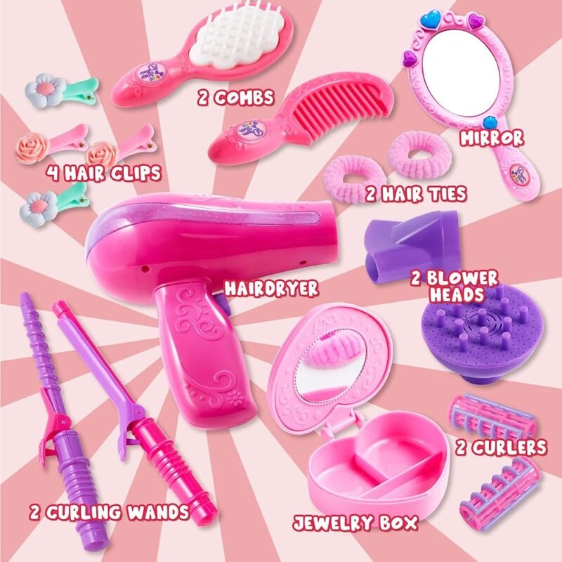 JOYIN Juego de 17 Piezas de Salón de Belleza Kit de Estilista para Niñas - Imagen 3