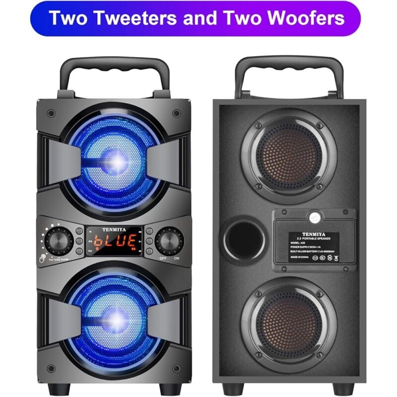 Altavoces Bluetooth de 60 W con Subwoofer Doble y Luces LED - Imagen 3