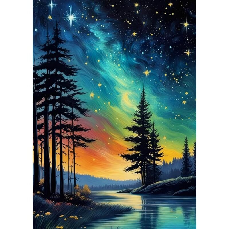 FOXKISS Kit de Pintura Artística de Diamante de Estrella de Árbol para Adultos