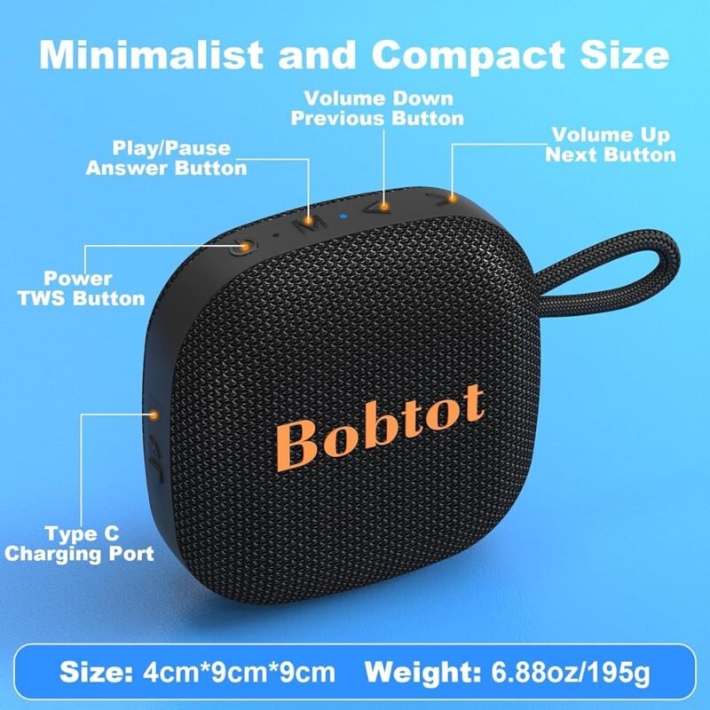 Bobtot Altavoces Bluetooth portátiles inalámbricos con sonido envolvente - Imagen 4