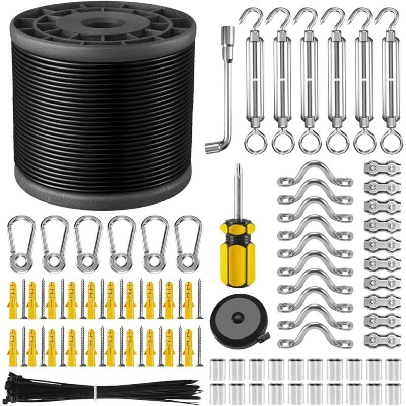 NEREUS Kit de cadena de luces para colgar con cable de acero inoxidable 200 pies