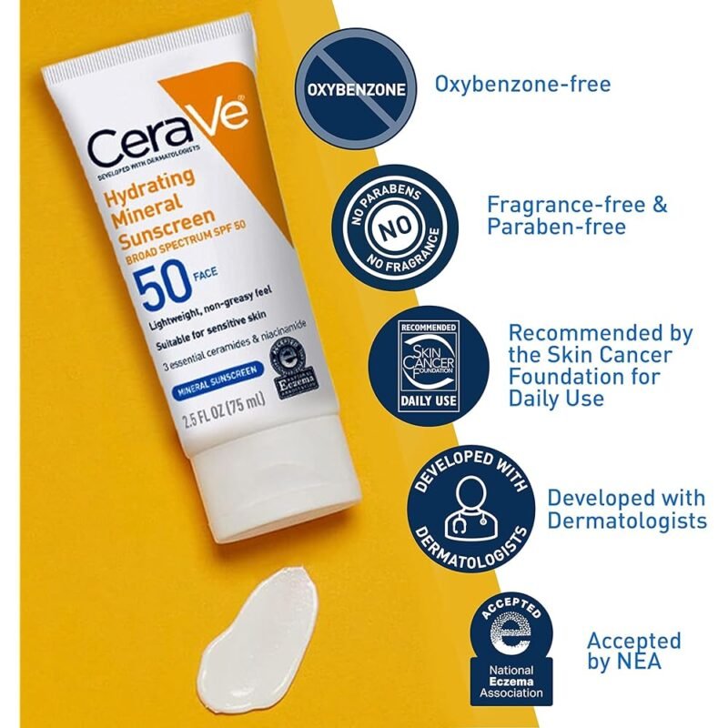 CeraVe Protector Solar Mineral SPF 50 para Cara con Ácido Hialurónico - Imagen 3