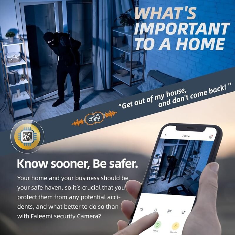 Cámara de Seguridad Faleemi WiFi 2K con Visión Nocturna y Detección de Movimiento - Imagen 4