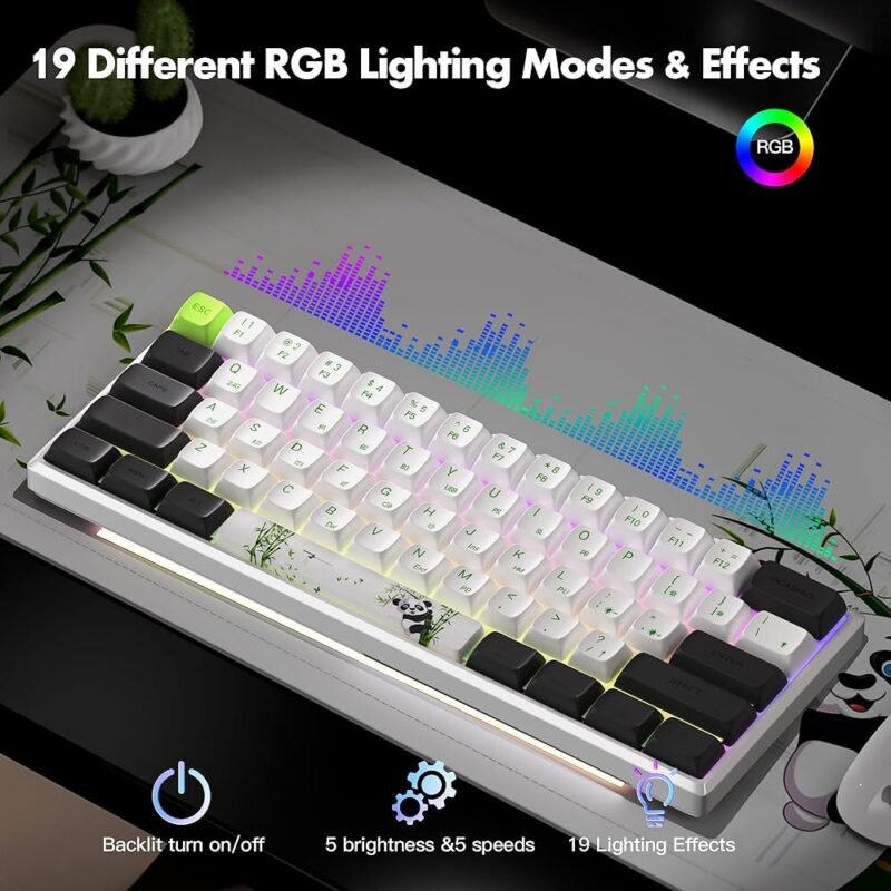 Teclado mecánico portátil 60% inalámbrico Uuoeebb para juegos con retroiluminación RGB - Imagen 4