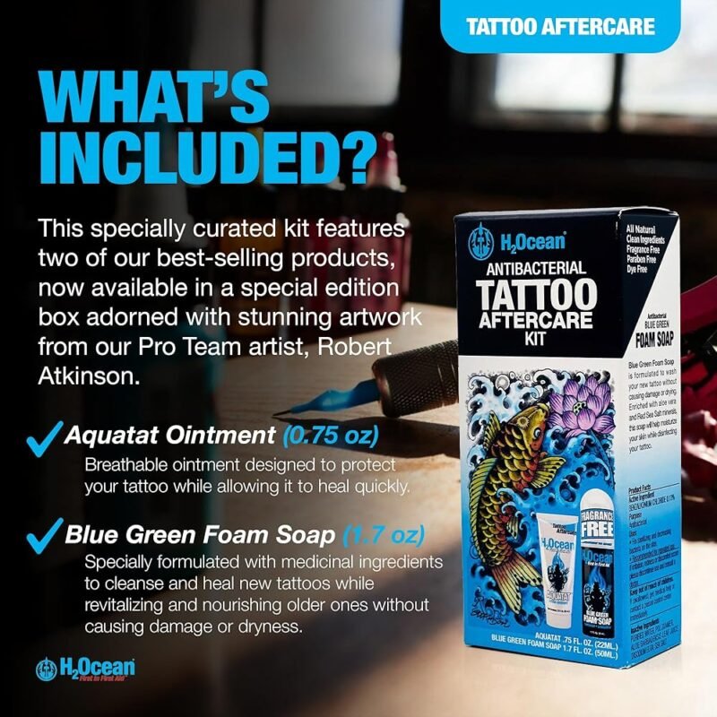 H2Ocean Kit de Cuidado Posterior Antibacteriano para Tatuajes - Imagen 2