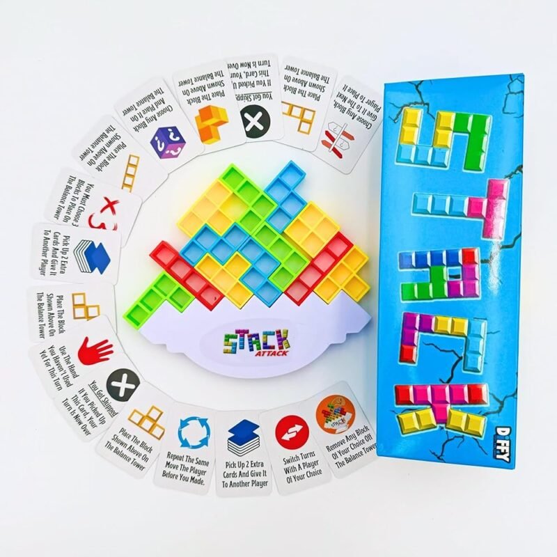 Stack Attack Block Juego de Equilibrio Ideal para Noches de Juego - Imagen 2